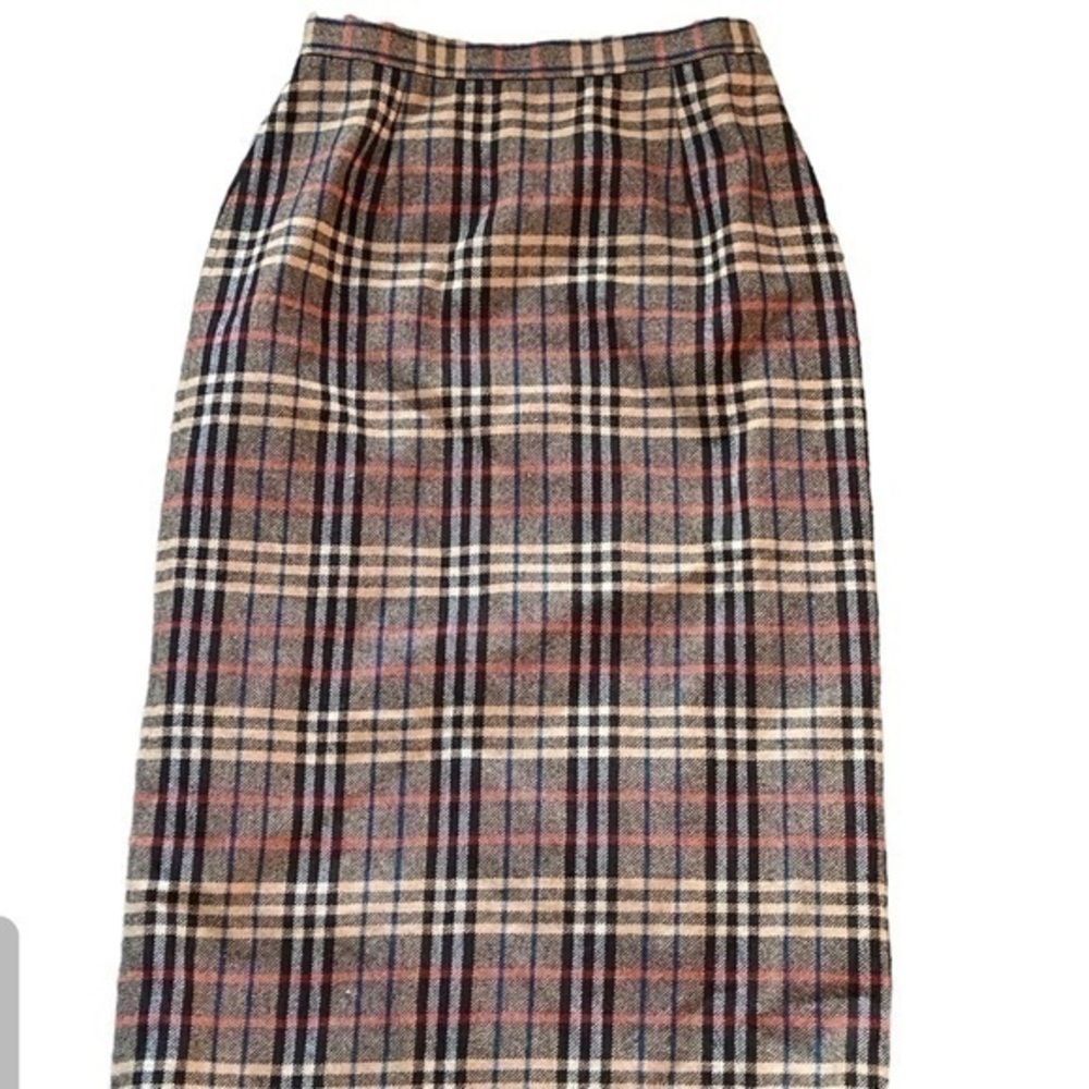 Evan-Picone Plaid Wrap Skirt with vertical Fringe detail | Sz 6